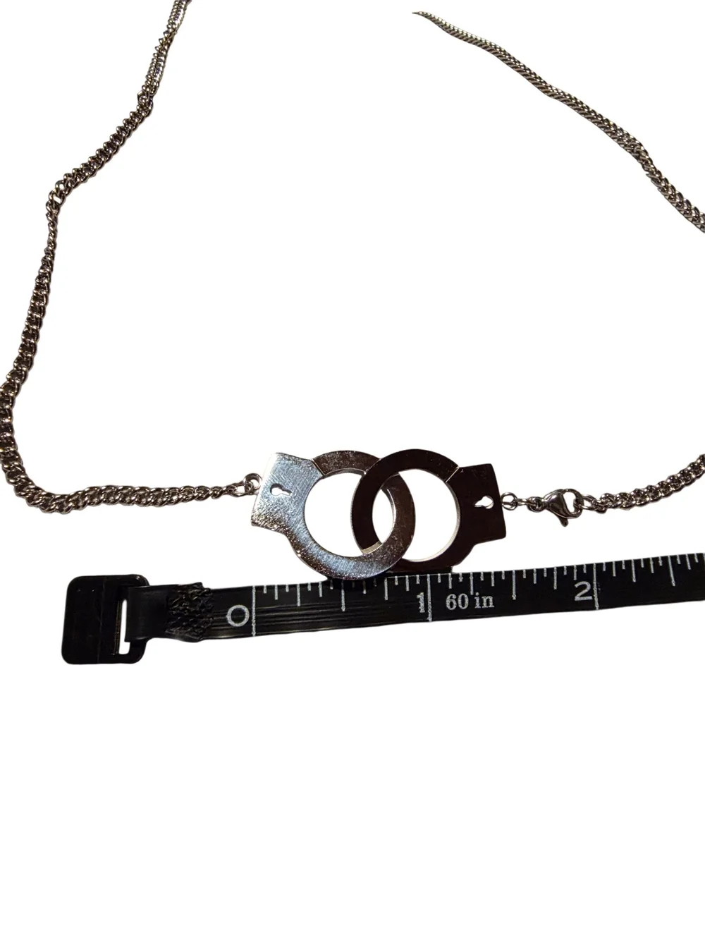 New Stainless Steel Handcuff Pendant Necklace in Silver (Unisex)
